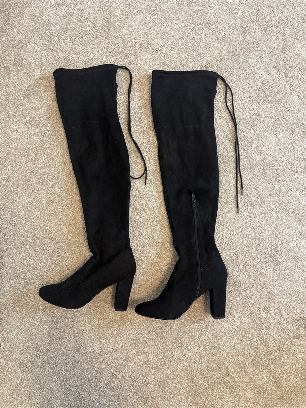 Chinese Laundry Black Over-The-Knee Suede Block Heel Boots